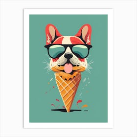 French Bulldog Ice Cream Cone Art Print
