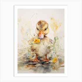 Duckling & The Daffodils Art Print