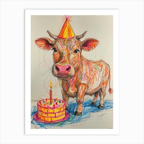 Birthday Cow 1 Art Print