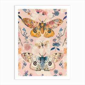 Pink Butterflies William Morris Style 2 Art Print