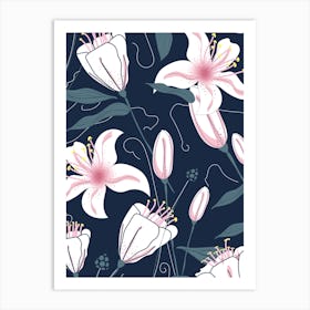 Seamless Pattern With Lilies Art Print