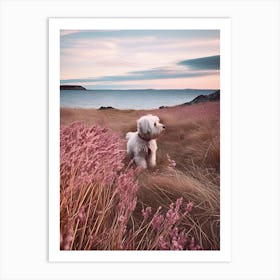 Dog In Pink Grass Art Print