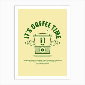 Coffee Time Printable Poster, Coffee Lover Gift, Morning Coffee Wall Art, Gift for Him, Love Coffee Decor Art Print