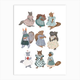 Cute Squirrels Art Print