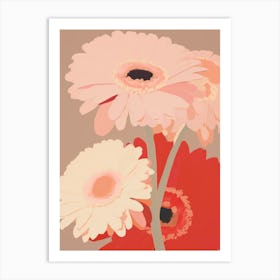 Gerbera Daisies Flower Big Bold Illustration 2 Art Print