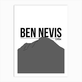 Ben Nevis Mountain Silhouette Print | National Peaks Prints | Scotland Print Art Print