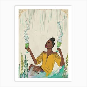 Woman With A Glass Of Wine Art Print