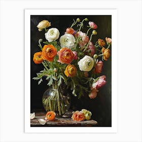 Baroque Floral Still Life Ranunculus 3 Art Print