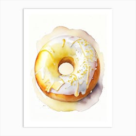 Banana Cream Donut Cute Neon 1 Art Print