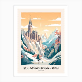 Vintage Winter Travel Poster Schloss Neuschwanstein Germany 2 Art Print