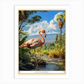 Greater Flamingo East Africa Kenya Tropical Illustration 3 Poster Art Print