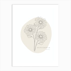 September Aster  Birth Flower | Neutral Florals Art Print