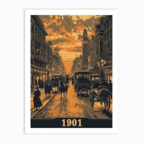 Aihrgdesign A Vintage Poster Of A Bustling 1901 City Street F B19792d6 76bf 4139 B6e1 0e99424fd719 3 Art Print