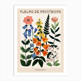 Spring Floral French Poster  Foxglove 3 Art Print