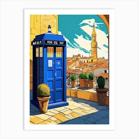 Tardis On The Terrace At Arles - Van Gogh inspired Art Print 7 Art Print