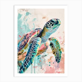 Paint Splash Pastel Sea Turtle Art Print