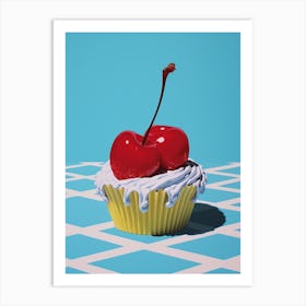 Retro Cupcake With Cherries On Top Art Print