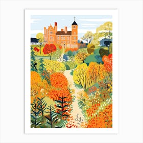 Sissinghurst Castle Garden, United Kingdom In Autumn Fall Illustration 1 Art Print