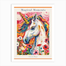 Floral Folky Unicorn Portrait Fauvism Inspired 1 Poster Art Print