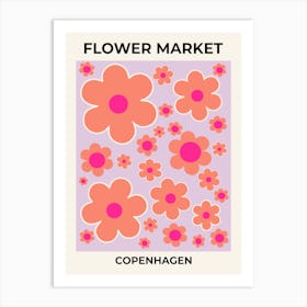 Flower Market Copenhagen Lavender Orange And Pink Art Print
