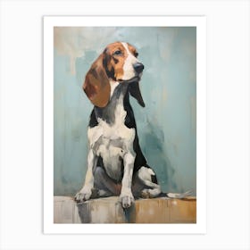 Basset Hound Dog, Painting In Light Teal And Brown 3 Art Print