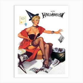 Pin Up Halloween Girl Art Print