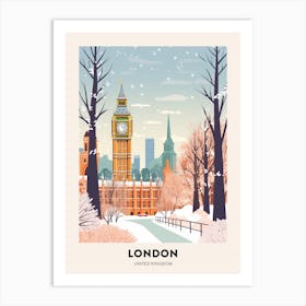 Vintage Winter Travel Poster London United Kingdom 1 Art Print