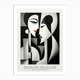 Enigmatic Encounter Abstract Black And White 9 Poster Art Print