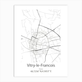 Vitry Le Francois,France Minimalist Map Art Print