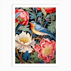 Bird On A Peony Art Print