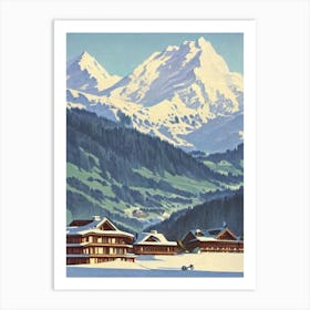 Verbier, Switzerland Ski Resort Vintage Landscape 2 Skiing Poster Art Print