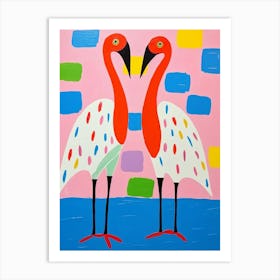 Colourful Kids Animal Art Flamingo Art Print