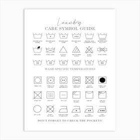 Laundry Care Symbols Washing Guide Art Print