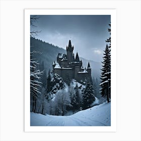 Snowy Castle The Silent Watcher of the Peaks Art Print