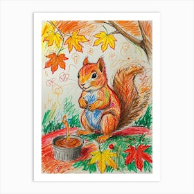 Squirrel In Autumn 3 Art Print