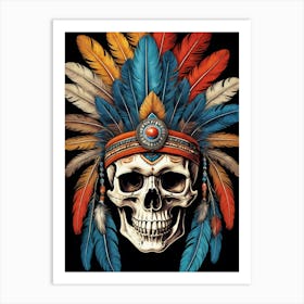 Skull Indian Headdress (1) Art Print