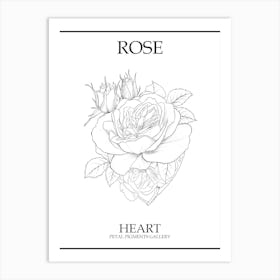 Rose Heart Line Drawing 6 Poster Art Print