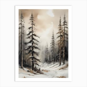 Winter Pine Forest Christmas Painting (31) Art Print
