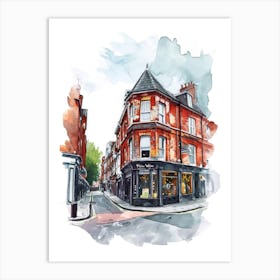 Harrow London Borough   Street Watercolour 2 Art Print