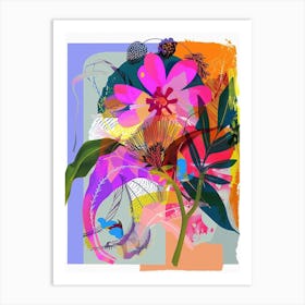 Phlox 1 Neon Flower Collage Art Print