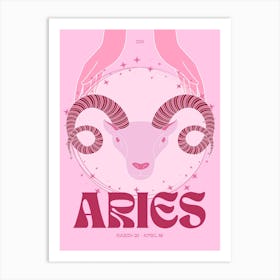 Pink Zodiac Aries Art Print