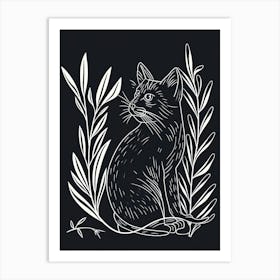 Russian Blue Cat Minimalist Illustration 2 Art Print