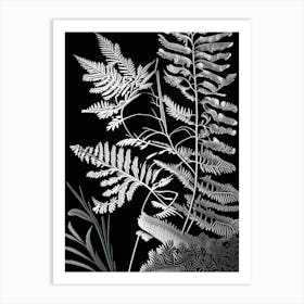 Royal Fern Wildflower Linocut Art Print