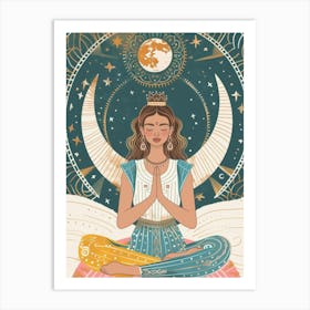 yoga women moon Art Print