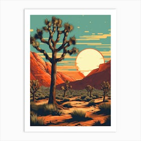 Retro Illustration Of A Joshua Trees At Dusk In Desert 8 Art Print