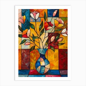 Stained Glass Flowers In A Vase 1 Art Print