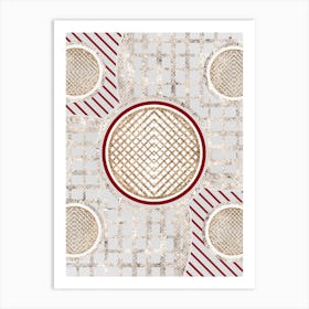 Geometric Abstract Glyph in Festive Gold Silver and Red n.0074 Art Print