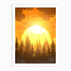 Sunset In The Forest 12 Art Print