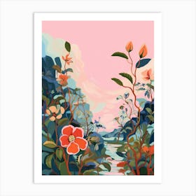 Boho Wildflower Painting Wild Rose 1 Art Print