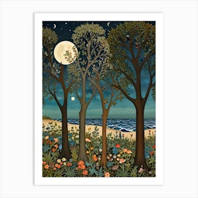 William Morris Moonlight On The Beach Art Print